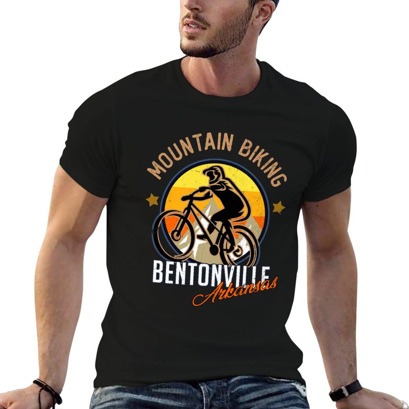 Mountain Biking Arkansas - T-shirt da ciclismo in montagna di